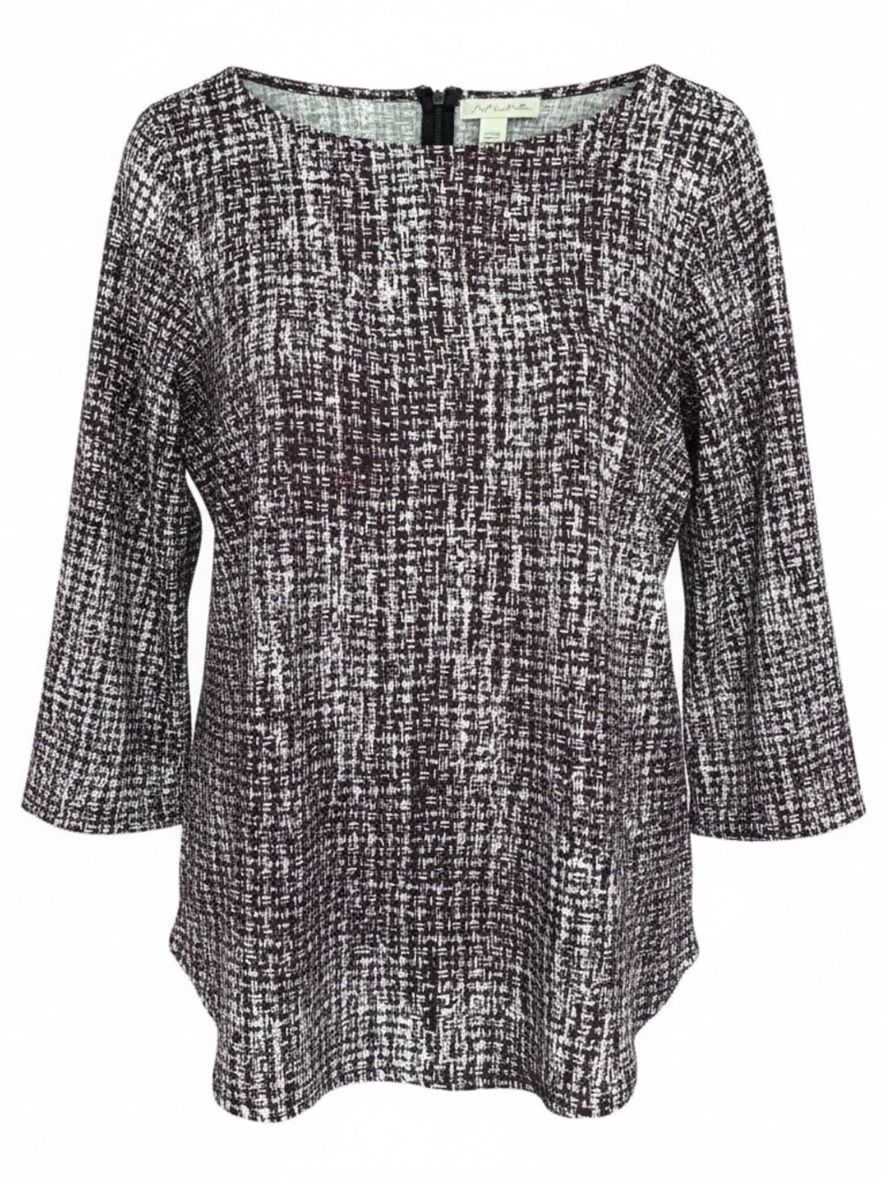 Emaline NWOT Plum/Purple Patterned Scoop-Neck 3/4 Sleeve Women’s M Top